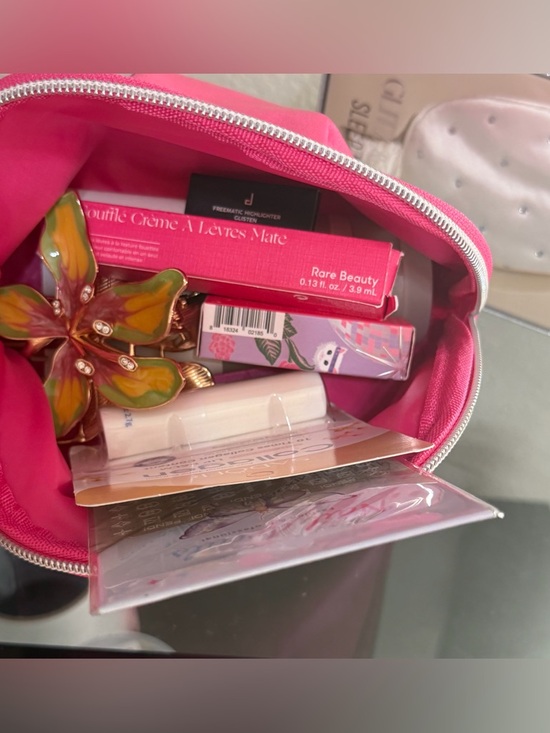 Pink Cosmetic Bag with Skincare and Accessories - Picture 8 of 8